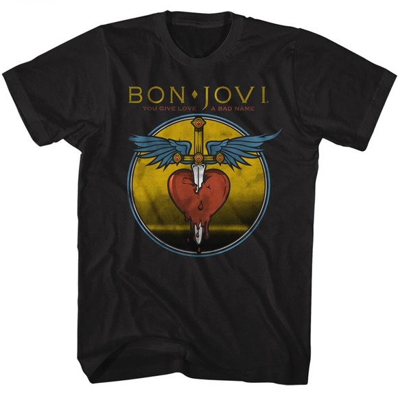 Bon Jovi Heart And Dagger Logo T-Shirt - Picture 1 of 4